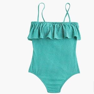 JCrew Ruffle Bandeau One-Piece Swimsuit Gingham